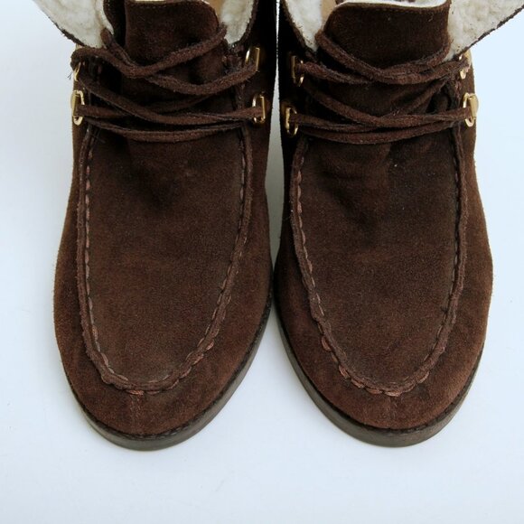 Michael Kors Leather Lace Up Wedge Booties Brown Women Size 8.5 - Picture 13 of 13